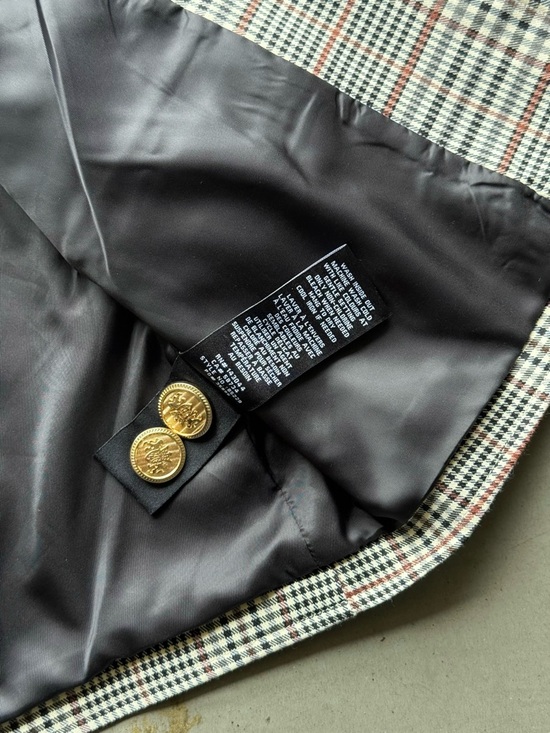 7 For All Mankind / Cropped Plaid Jacket Gold Buttons / brown - Picture 6 of 10